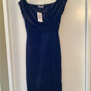 Elegant Navy Velvet Midi Dress